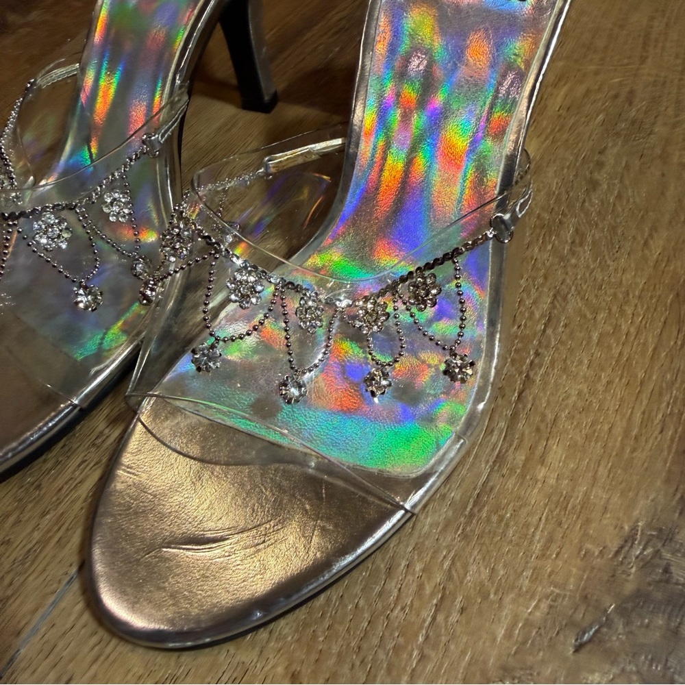Vintage Y2K Cinderella Heels Clear Heeled Sandals Y2K High Heels Fairy Prom - Picture 7 of 14